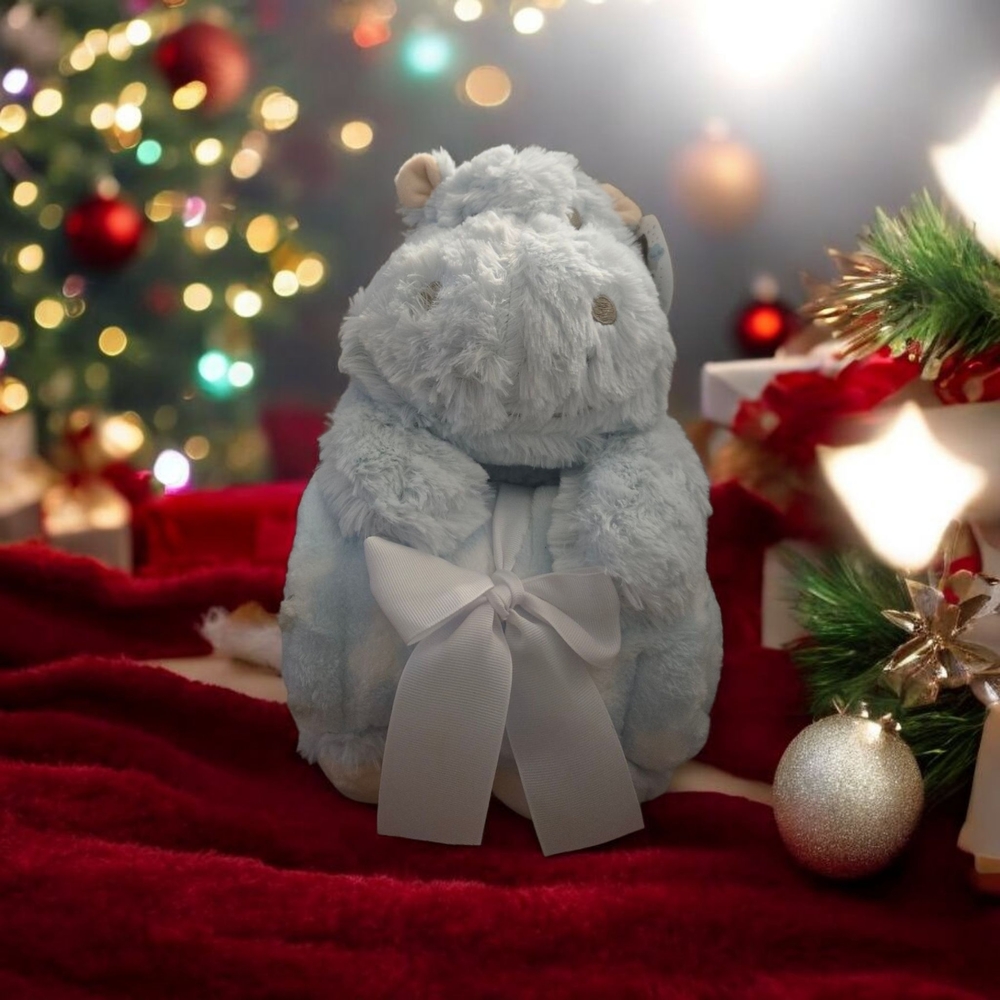 Plush Hippo Pet Toy - Light Blue